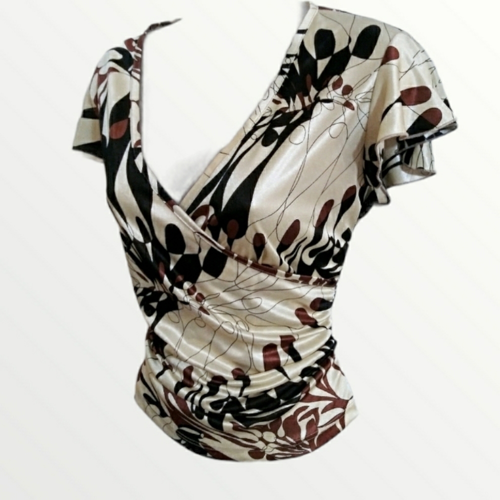 Vintage Y2k Satiny Print Blouse